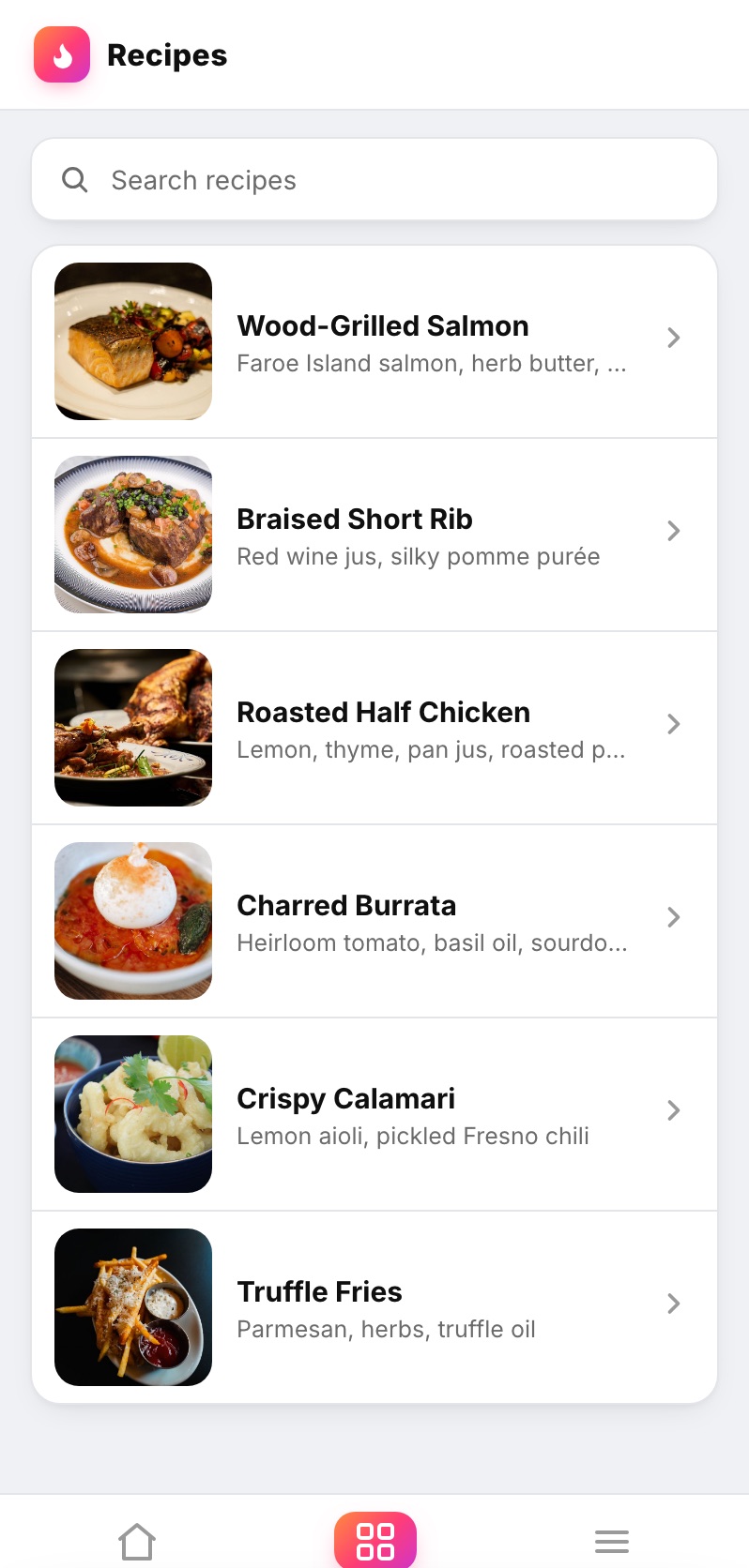 The Crewli recipe book with a photo and short description for every dish